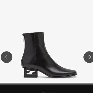 Fendi Black Leather Ankle Booties with Signature Cutout Heel